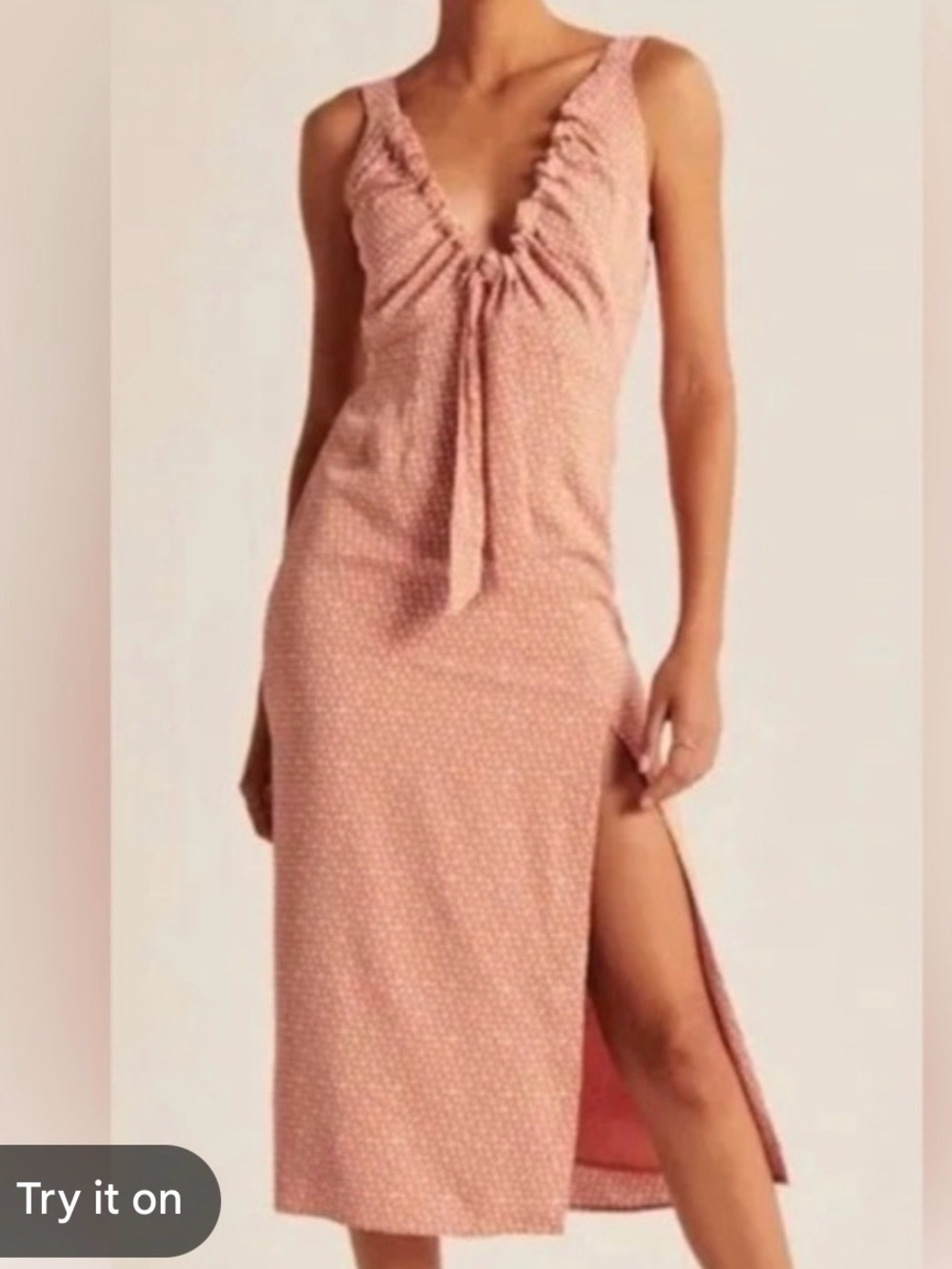 Abercrombie & Fitch Dusty Pink Tie-Front floral feminine dainty girly Midi Dress